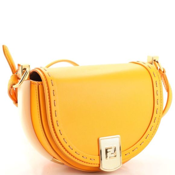 Fendi Moonlight Flap Bag Leather with Plexiglass Detail Orange - Picture 3 of 7
